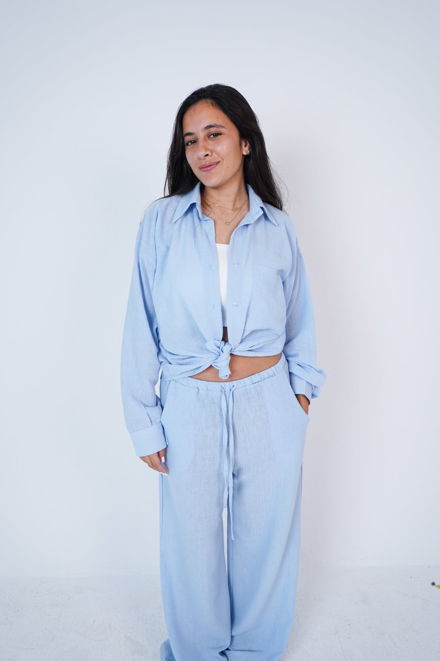 Baby blue linen shirt