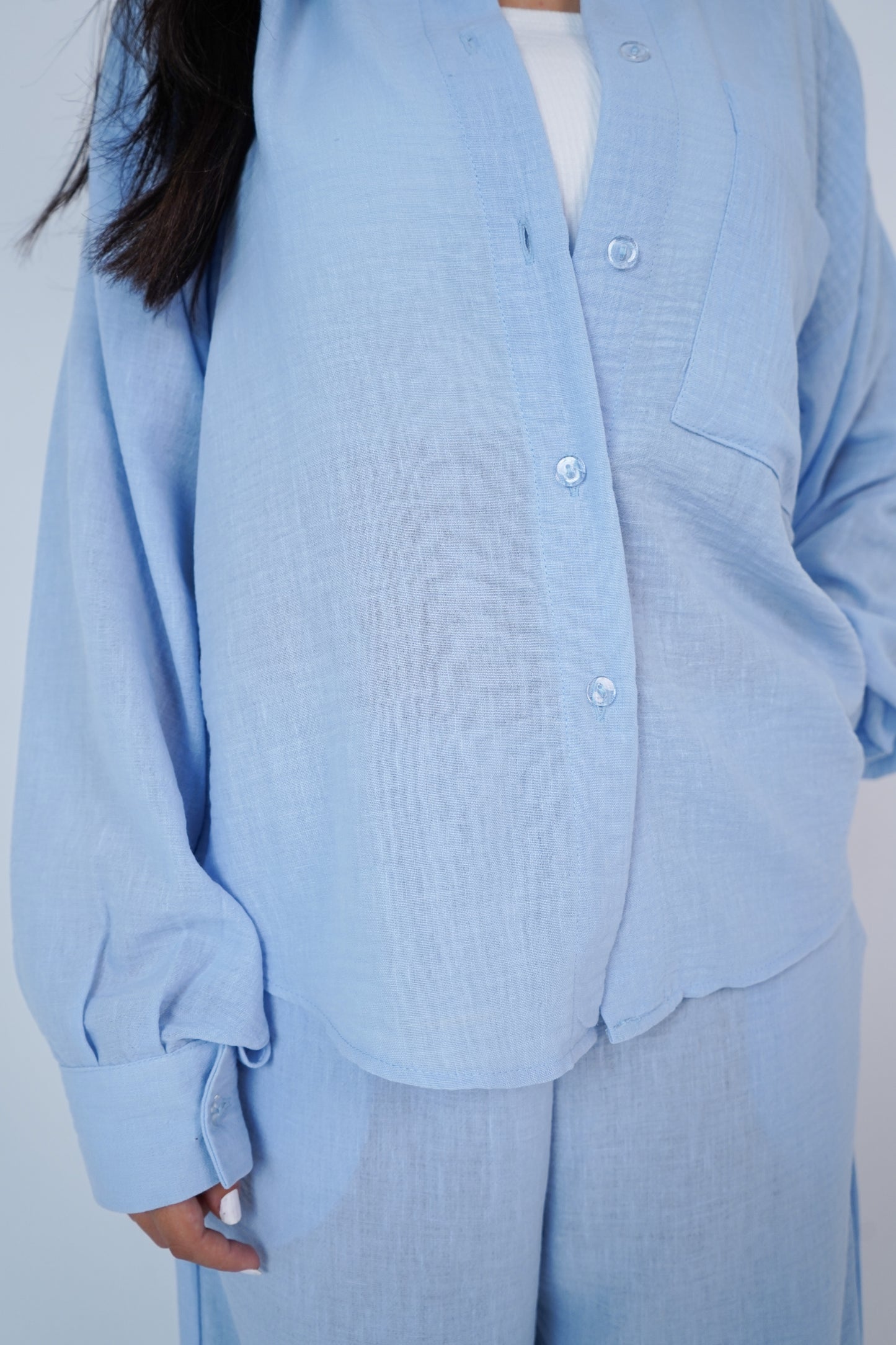 Baby blue linen shirt