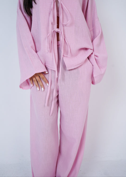 baby pink linen pants